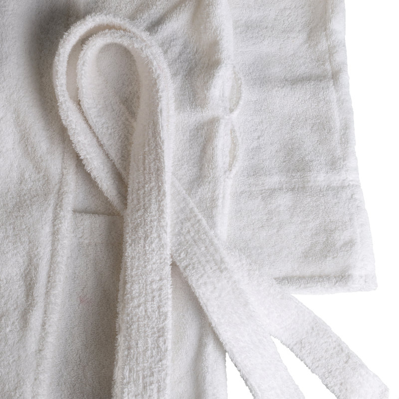 Peignoir mi-mollet 100% coton éponge avec poches, G / TG, Blanc masculin