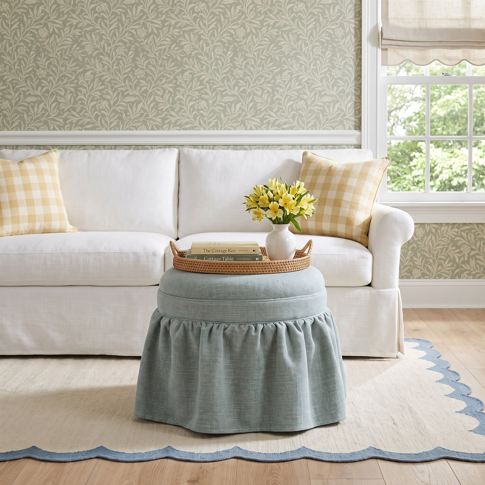 Heidi Storage Ottoman Light Blue, Blue