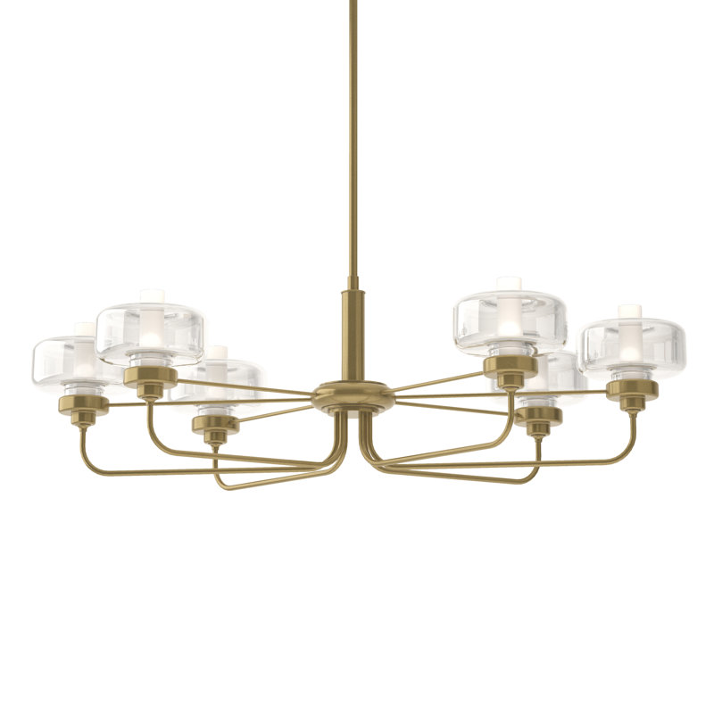 Nola 6 - Light Unique/Statement Classic/Traditional Chandelier, Clear Glass, Modern Brass, 18.3" - 60.3"