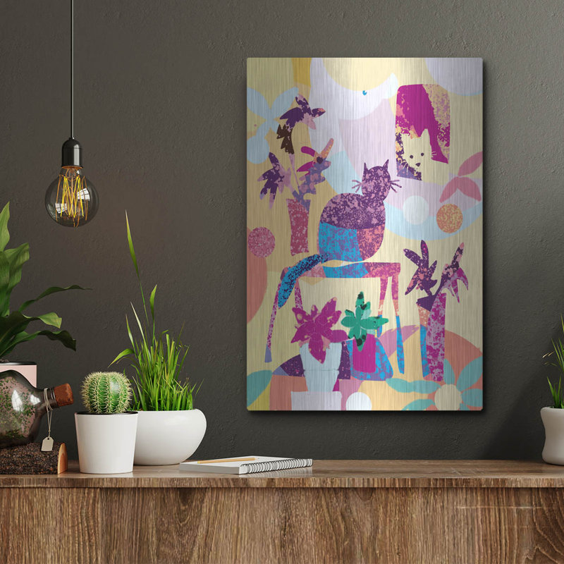 Bungalow Rose «Still Life With Two Cats» par Holly McGee, art mural en métal, H 16 po x l 12 po