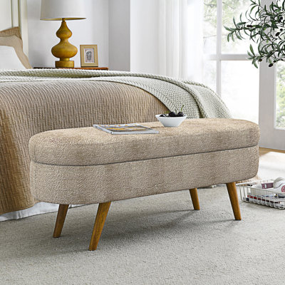 Modern Ottoman, Oval Storage Bench, Bedroom Bench