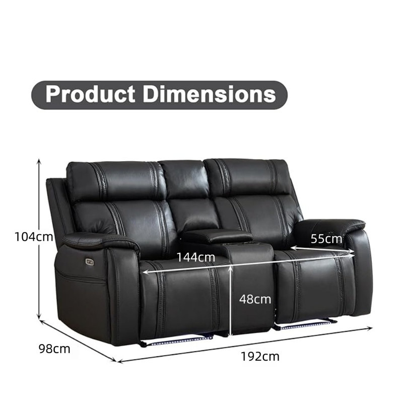 2 Seater Faux Leather Electric Reclining Loveseat