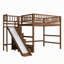 Lit mezzanine double avec escalier de rangement, glissade et lumière DEL-133037964