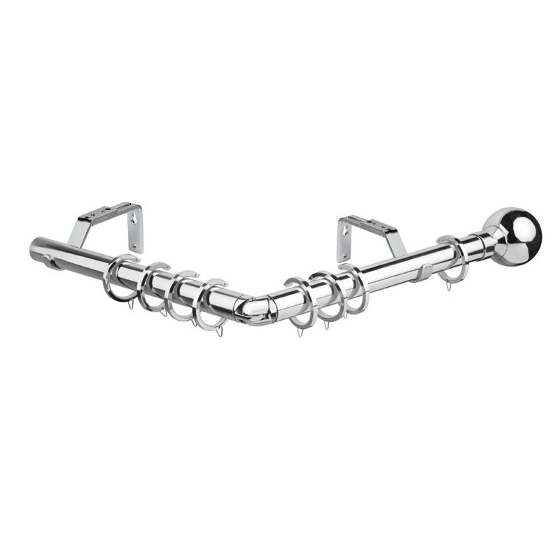 1206.5cm 2.8cm Bay Window Single Curtain Rod, Chrome