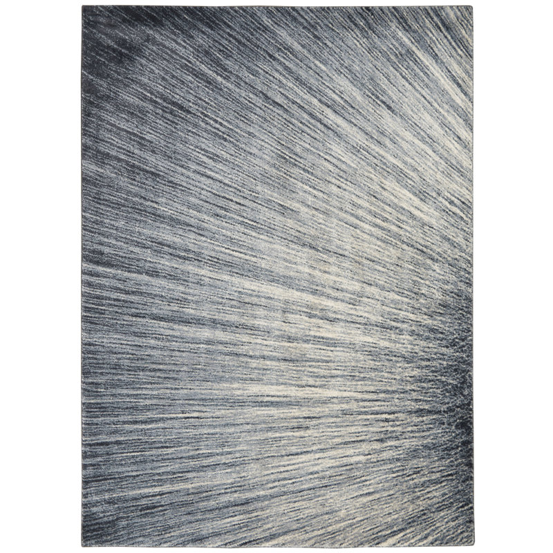 Abstract Ombre Stain-Resistant Synthetic Rug 5' x 7' in Grey