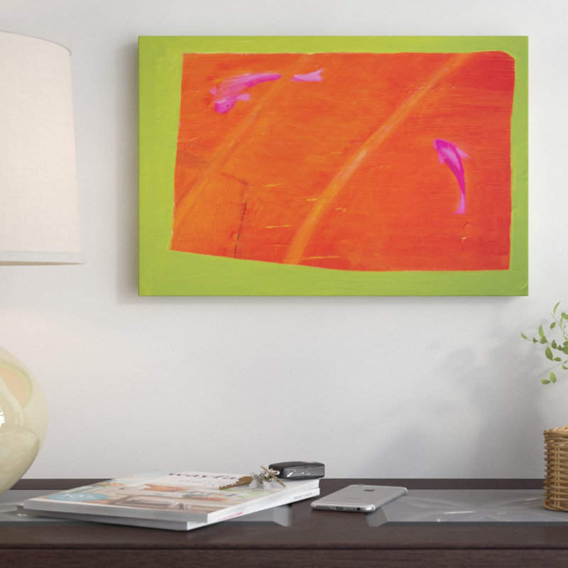 " Two Fish " by Andrew Squire, 18" H x 26" W x 1.5" D, Black Framed Canvas, No Mat