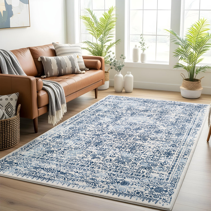 Amelie Blue/White Area Rug, Rectangle 160 x 215cm