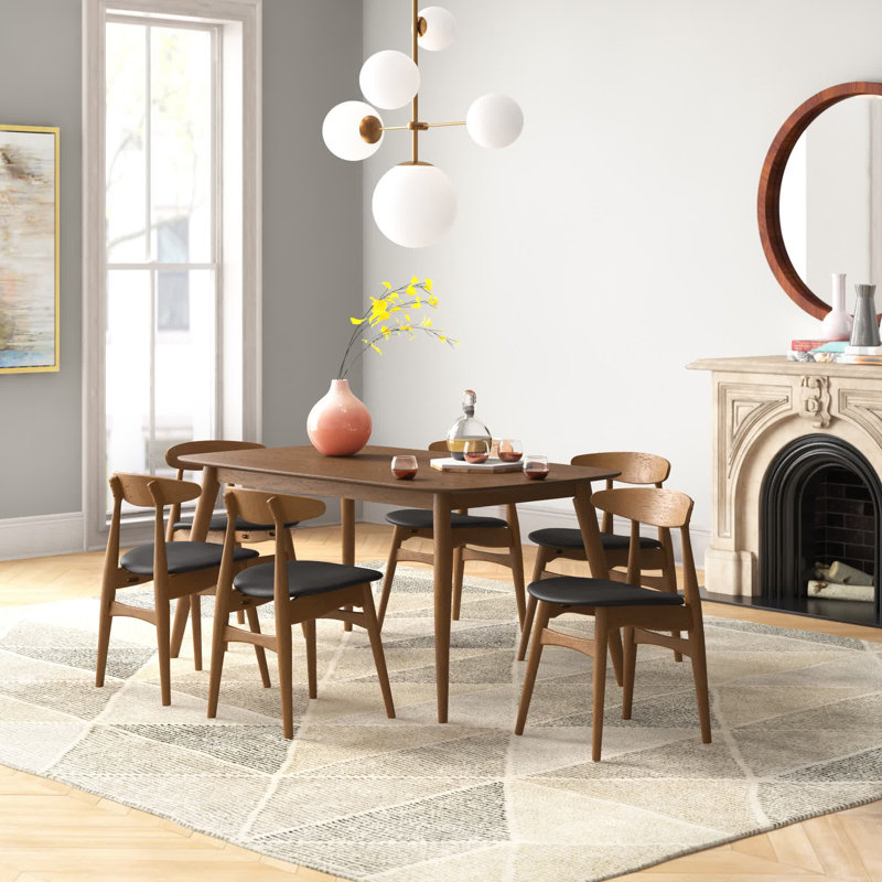 Ensemble repas pour 6 personnes Gallman, Naturel, H 29,33 po x L 59,06 po x l 35,44 po, Noir