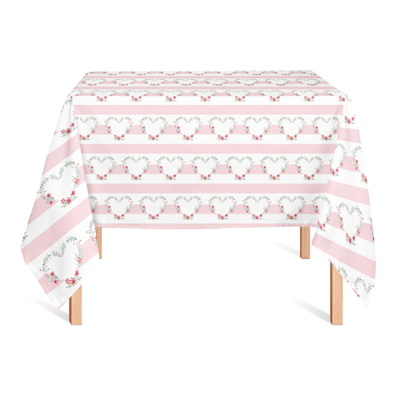 Floral Heart Pattern Tablecloth, 58" L x 58" W