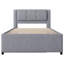 Lit plateforme gris avec lit gigogne mobile - Revêtement en cuir pleine grandeur gris pratique. Bois massif. Aucun sommier tapissier requis. Confortable