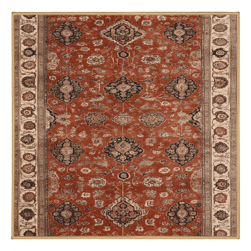 Tapis brun lavable à la machine, Carré 8 pi
