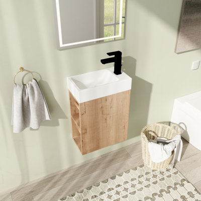 Littleness 16'' Single Bathroom Vanity with Resin Top