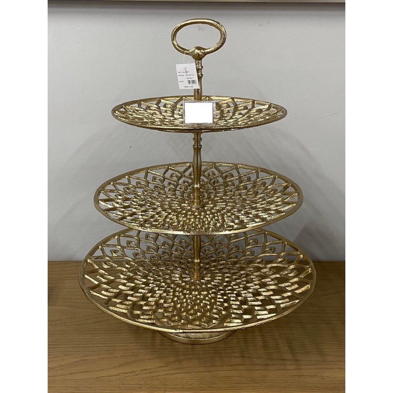 Gold Aluminium 3 Tier Tea Cake Stand