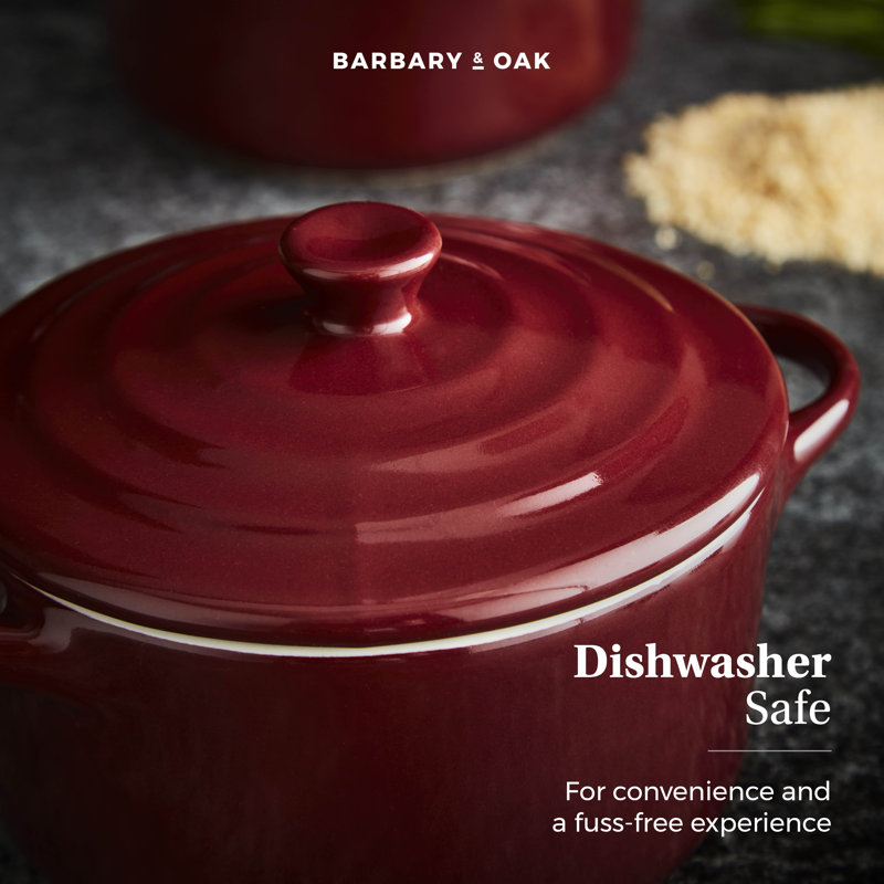 Barbary & Oak 0.24L Non-Stick Ceramic Round Dutch Oven, Bordeaux Red