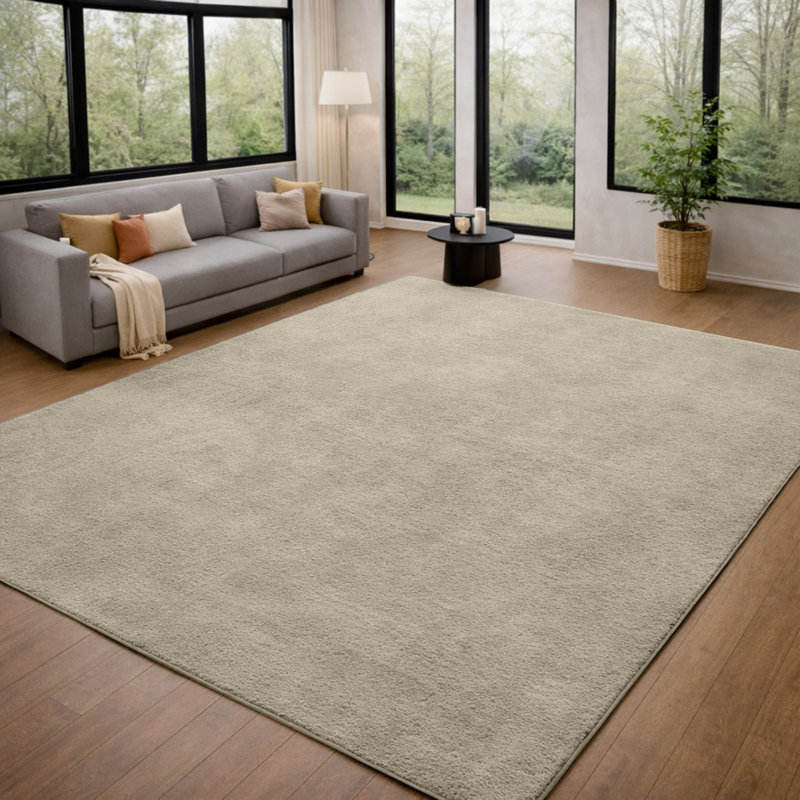 Solid Color Machine Tufted Pashmina Area Rug., Beige, Rectangle 80 x 150 cm