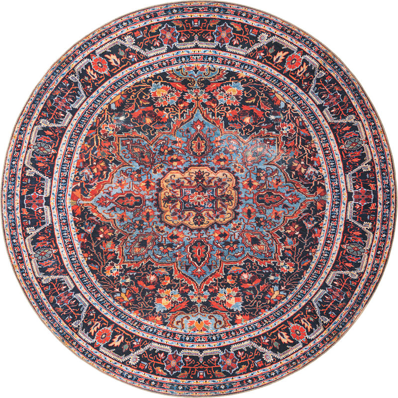 Mauri Chenille Oriental Indoor Rug, Round 7'7"