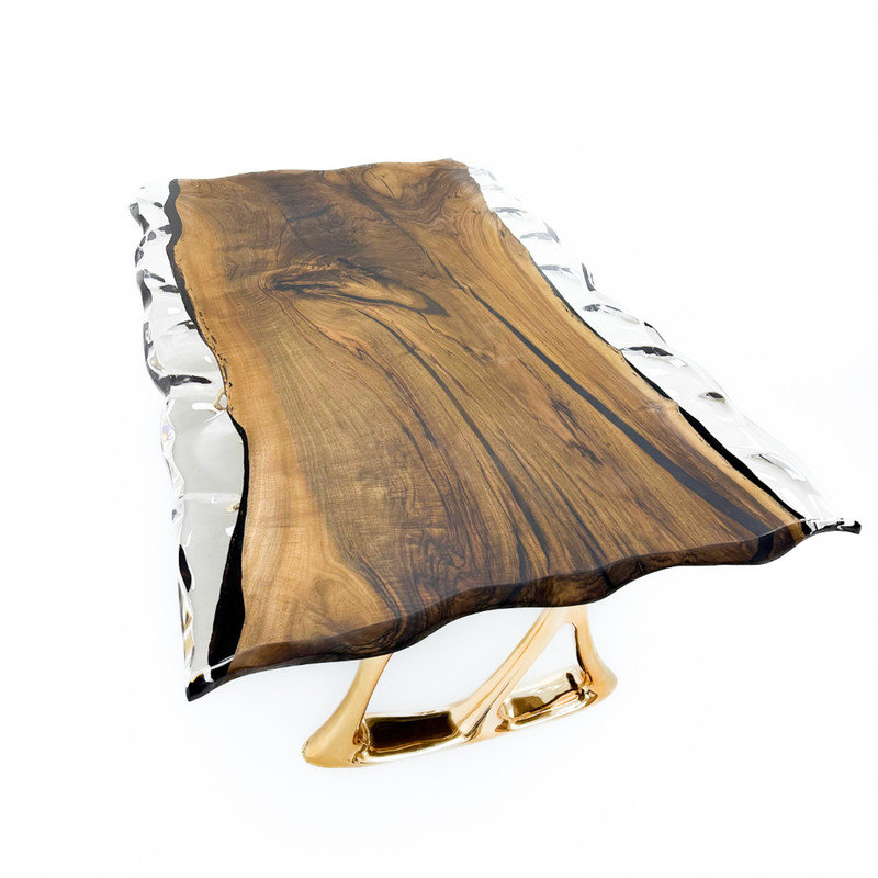 Live-Edge Wavy Epoxy Dining Table