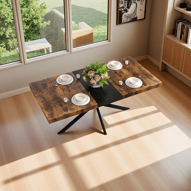 Table de salle à manger rectangulaire extensible de 55,11 po à 70,86 po, Brun