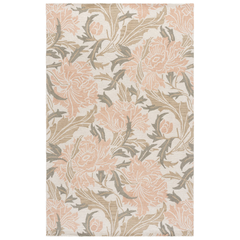 Martha Stewart 3550, 80% laine touffetée à la main; Tapis floral 20% coton, Rectangle 4 pi 0 po x 6 pi 0 po