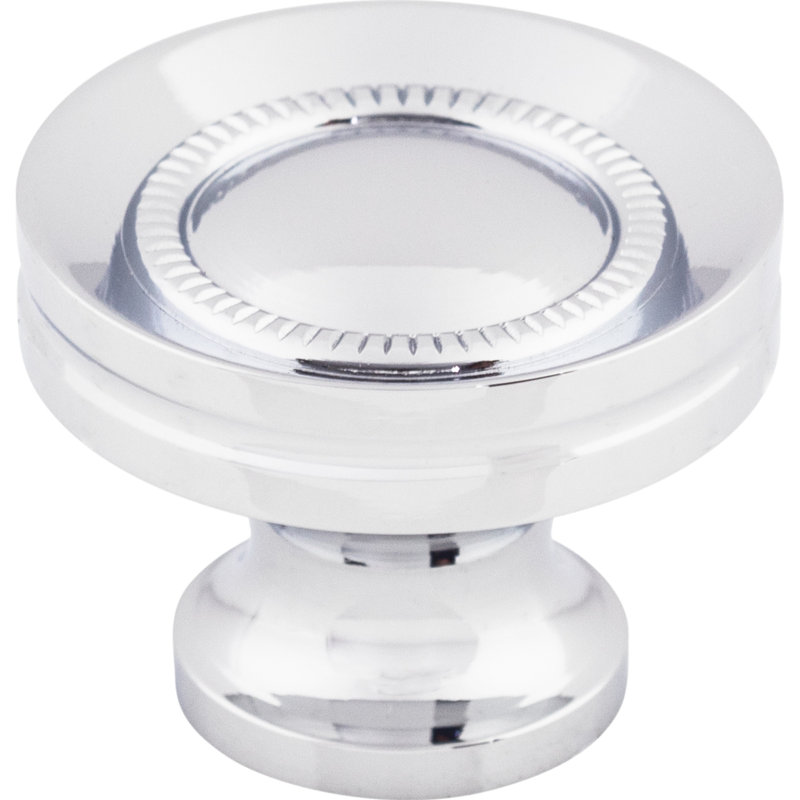 Button Faced 1 1/4" Diameter Round Knob, Polished Chrome