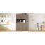 Buffet traditionnel autoportant avec huche, grande armoire de rangement pour garde-manger avec armoire latérale coulissante et tablettes réglables-123578249