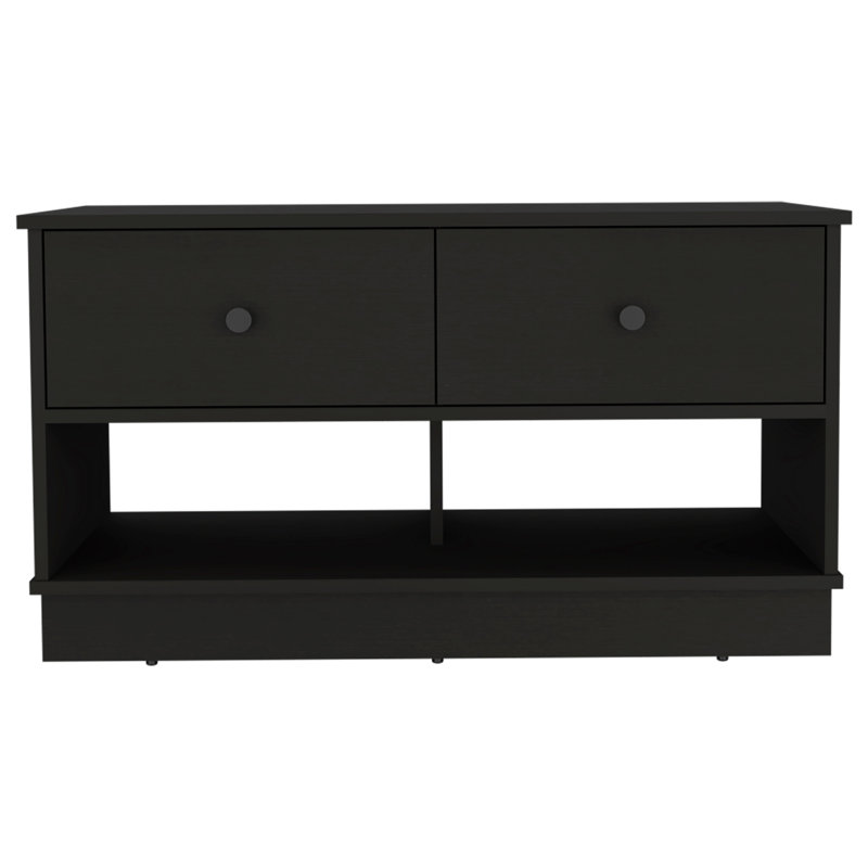 Banc de rangement rectangulaire 2 tiroirs 2 tiroirs Wengé