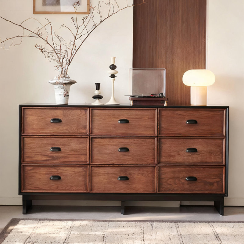 Armoire d'appoint en bois manufacturé noir massif, H 33,46 po x l 62,99 po x P 15,75 po