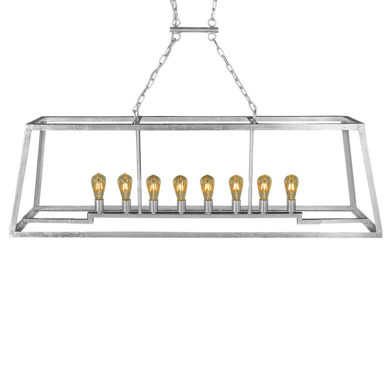 Luminaire suspendu linéaire à 8 lumières pour îlot de cuisine Vegas, Feuille d'argent, 120 V