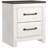 Zayla 25 Inch Modern Rustic Wood Nightstand, 2 Tone, Gray Plank Top, White