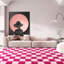 Tapis patchwork rose et rose à carreaux rouge convenant aux salons, aux chambres et aux chambres d'enfant-2030541856-2030541861