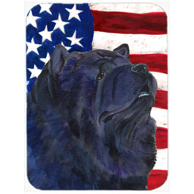 Trinx Patriotic USA American Flag with Chow Chow Glass Cutting Board