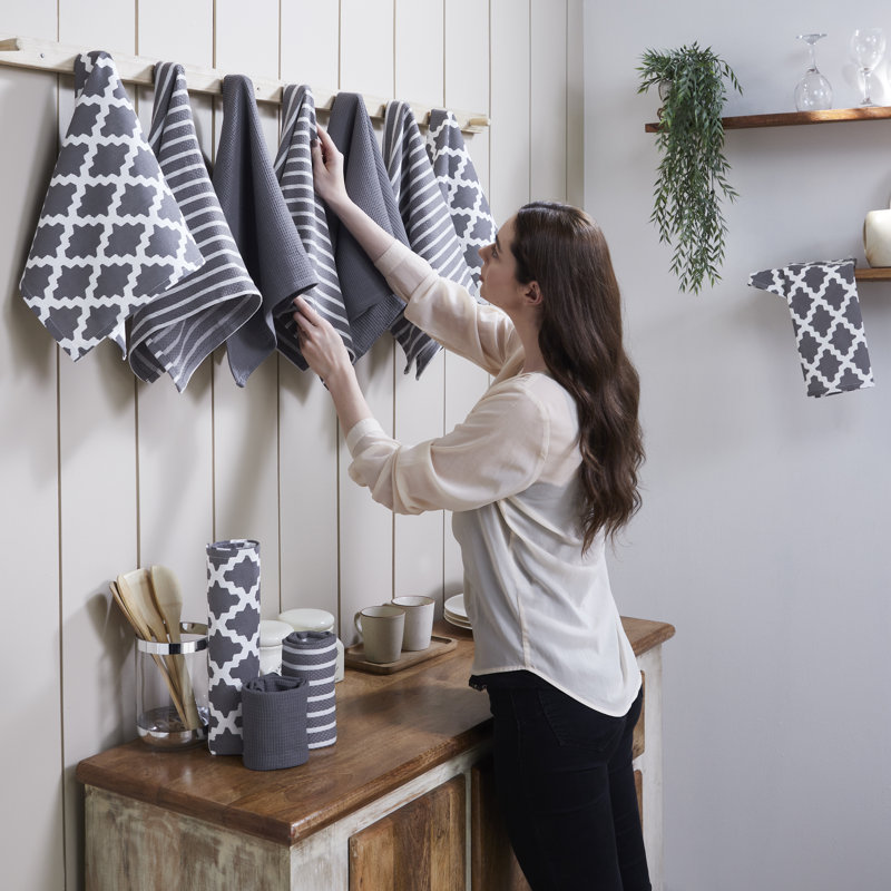 Stripe Jacquard Tea Towel Kitchen Towel, Grey