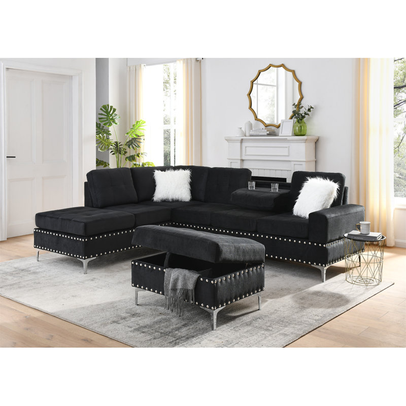 Canapé modulaire 3 places avec méridienne réversible