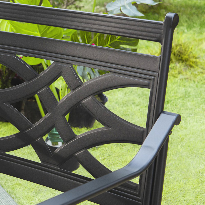 Asfand Outdoor Patio Loveseat with Cushions, Glossy Black