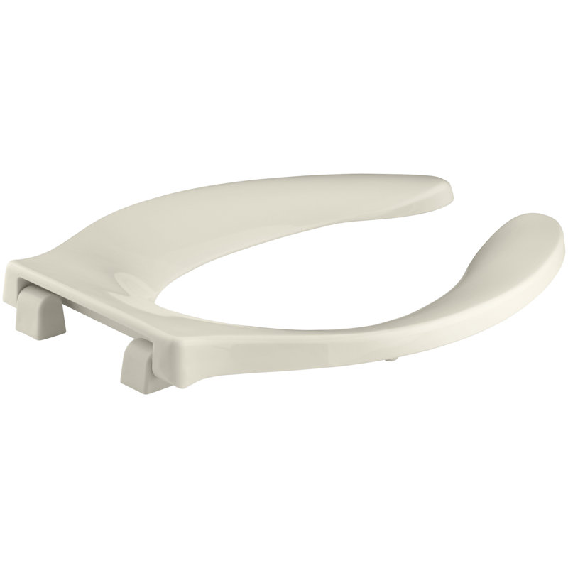 Stronghold Elongated Toilet Seat with Integrated Handle and Quiet-Close Check Hinge, Almond