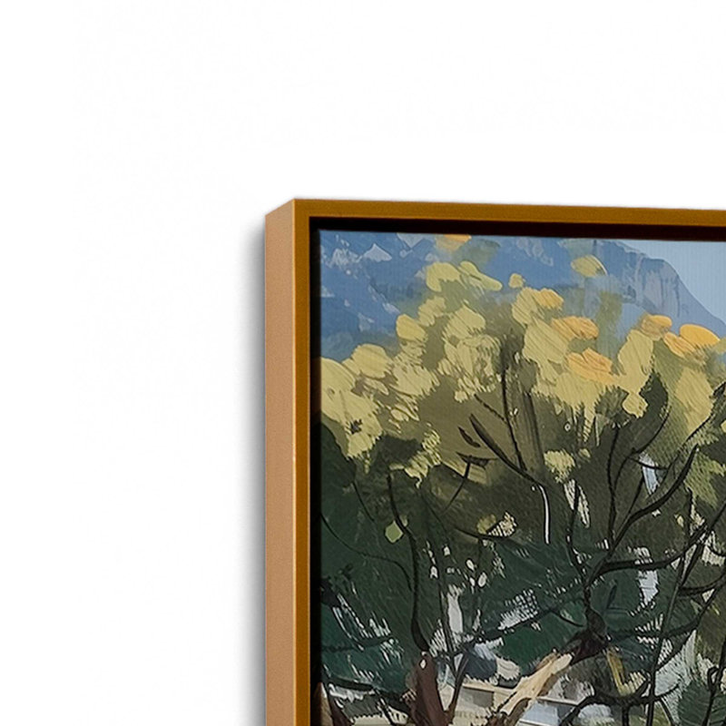 Vue de la côte d'Amalfi I, H 31 po x l 21 po, Toile avec cadre, Or poli