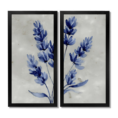 Path of the Bue, bouquet de lavande - art sur toile lavande, ensemble d'art mural floral bleu de 2