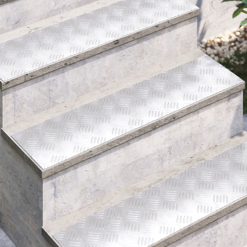 Silver Aluminium Stair Treads Rectangular, Rectangle 20cm x 80cm