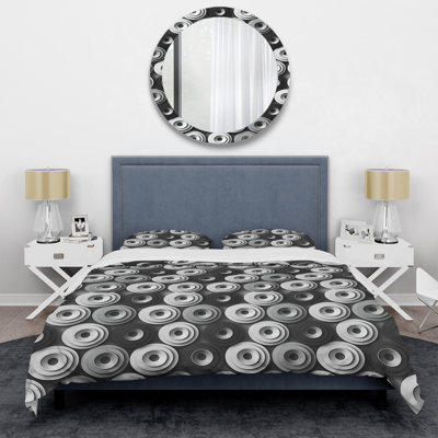 Ensemble de housse de couette moderne gris et noir Modern Circles I