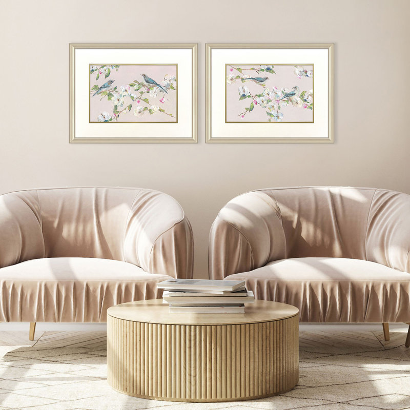 Oiseaux sur des branches, art encadré