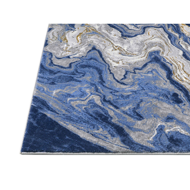 Tapis doré et bleu 12 pi 5 po x 9 pi 5 po 958, Rectangle 9 pi 5 po x 12 pi 5 po