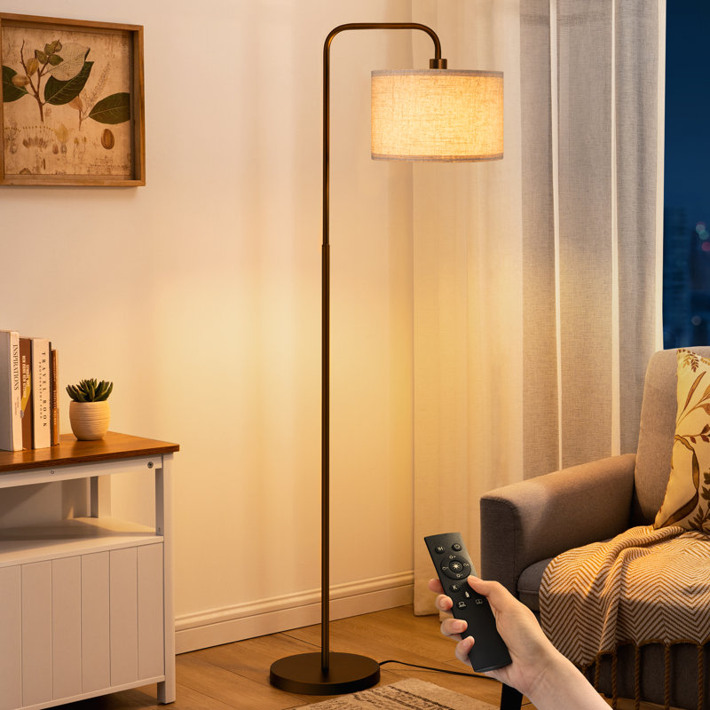 Lampe sur pied arquée 63 po avec ampoule à intensité variable et télécommande Ellingsworth, Noir