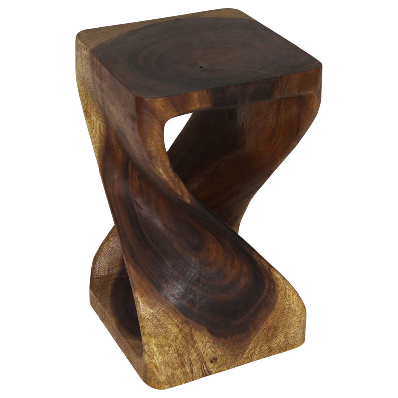 Amardev Abstract Solid Wood End Table, Brun, H 20 po x l 12 po x P 12 po