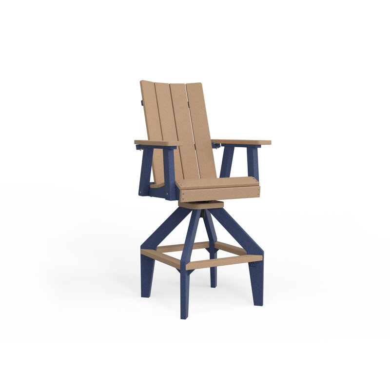 SOL Outdoor Bar Stool, Navy Blue, Brazilian Walnut