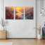 Autumn Mountain Landscape with Red Trees and Pagoda Canvas Wrapped Wall Art (Set of 3)-118676002
