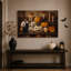 Art mural sur toile, "Chat noir avec citrouilles scintillantes"-1636471252