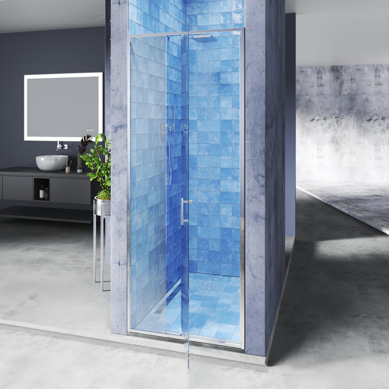 Porte de douche pivotante semi-sans cadre 32 "à 36" x H 72 "avec verre trempé transparent 1/4", Chrome