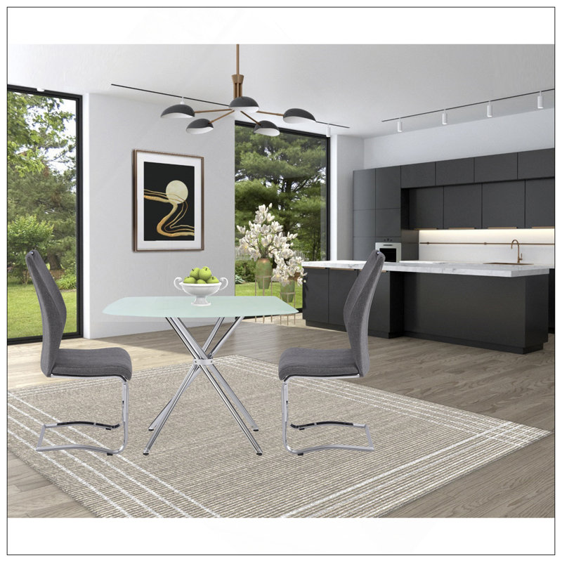Table carrée 36 "en verre trempé givré
