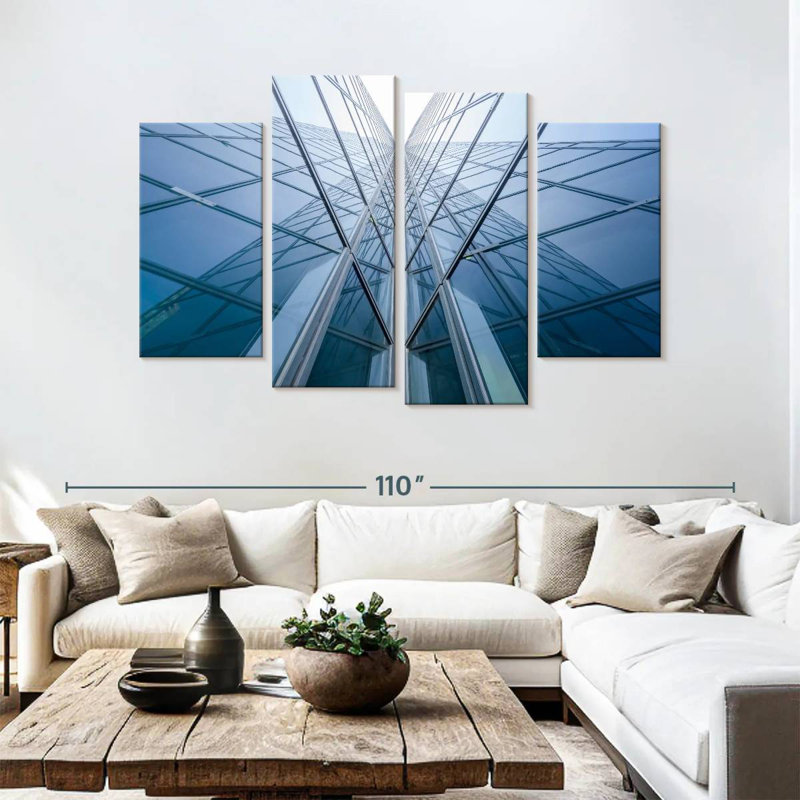 Lilie Modern Glass Building, 54" H x 84" W