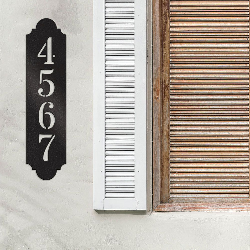 Numéro de maison vertical, plaque d'adresse personnalisée avec cadre biseauté massif, plaque personnalisée en métal, 1 numéro